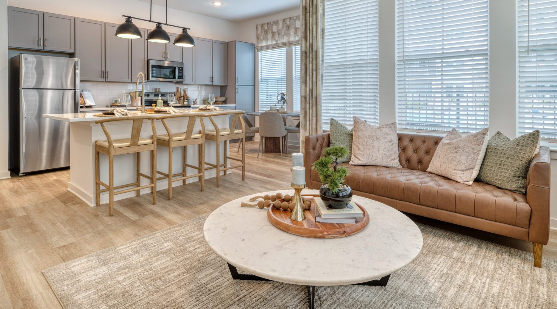 Open space living area with natural lighting