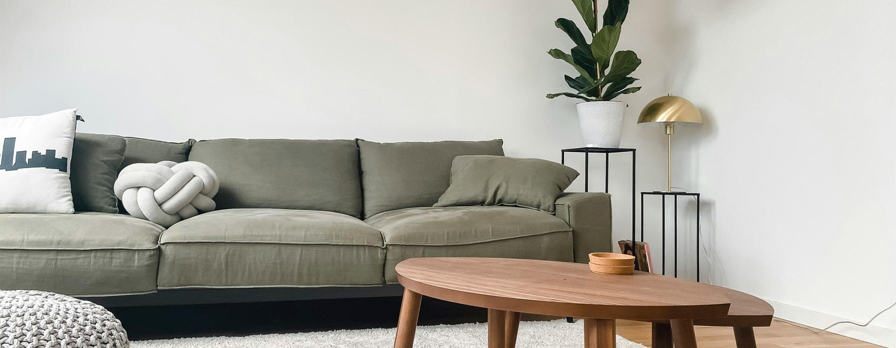 a living room with a couch and a coffee table